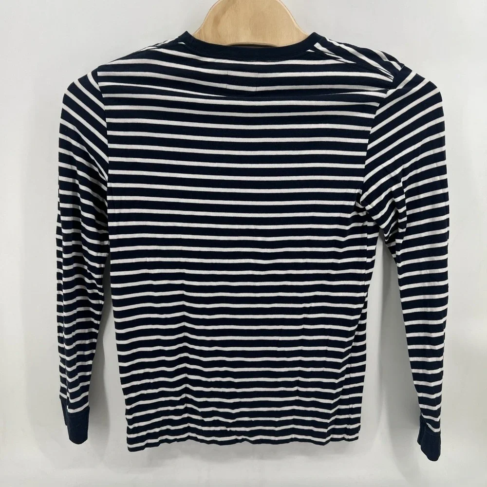 Abercrombie & Fitch Shirt Mens Medium Blue White Striped Long Sleeve Pocket Logo - Picture 4 of 8